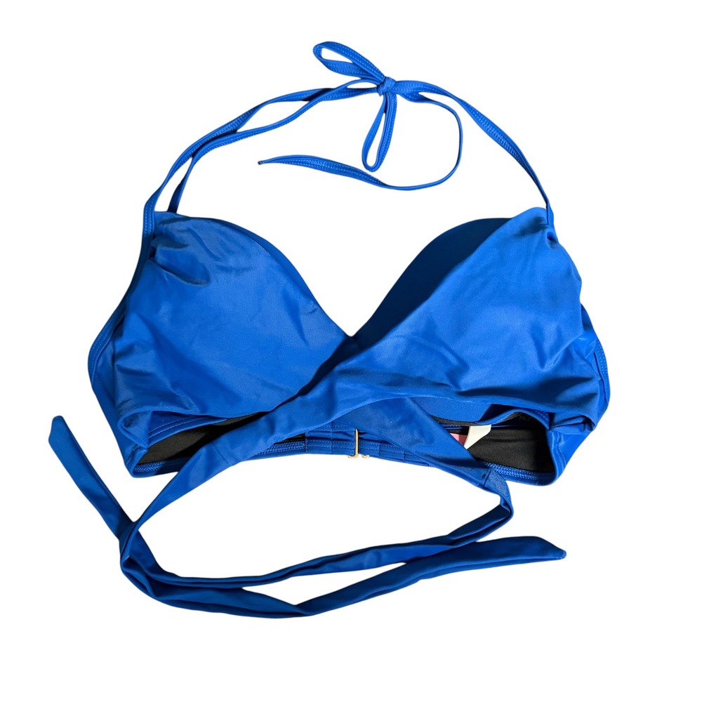 Victoria's Secret The Wrap Halter Bikini Top Royal‎ Blue Push Up Swim Top 34C